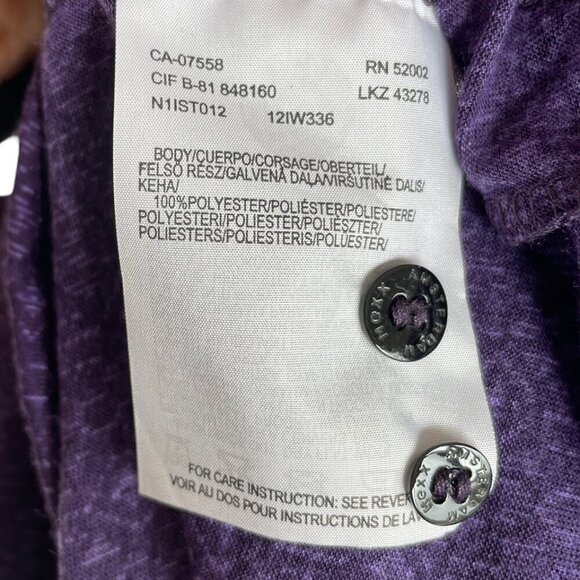 Mexx Purple Scoop Neck Sheer Top Blouse 3/4 Roll Up Sleeves Button Up Ruffle XL - Picture 8 of 15